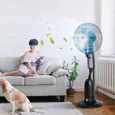 Statiefventilator met 2,8 liter waterverstuiver ventilator hoogte 120 cm metaal