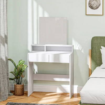 HOMCOM Coiffeuse Moderne Blanche avec Miroir et Rangement