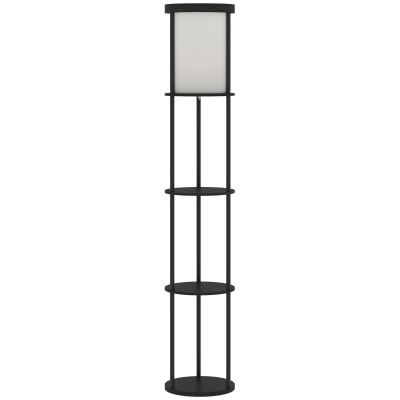 HOMCOM Lampada da Terra LED con Ripiani e Telecomando, Nero