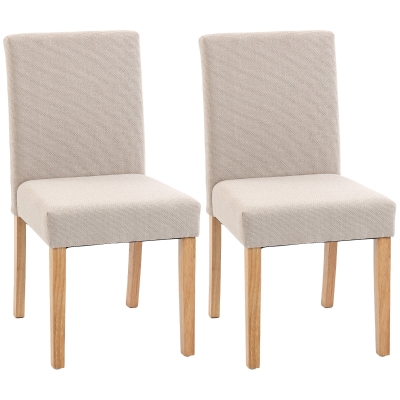 HOMCOM Esszimmerstühle im 2er-Set, moderne Leinen-Polsterstühle mit gepolstertem Sitz und Rückenlehne, Beine aus Kautschukholz