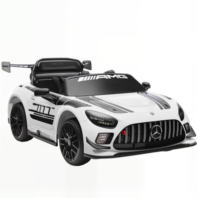 AIYAPLAY Mercedes-Elektroauto, Aufsitzauto für Kinder, 12V Batterie, LED-Lichter, Musikfunktion, Hupe, 3-8 Jahre, Weiß