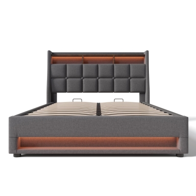Letto imbottito 140x200 cm con materasso, Grigio