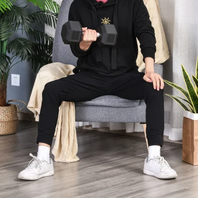 HOMCOM Mancuerna Hexagonal 12,5 kg de Hierro Fundido Recubierta de Goma para Entrenamiento en Casa Gimnasio Negro