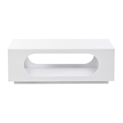 Mesa de centro com iluminação LED, amplo espaço de arrumação com gestão de cabos integrada, 100x50x35 cm, Branco