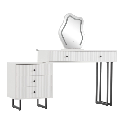 Table de maquillage avec éclairage LED à intensité réglable, Blanc