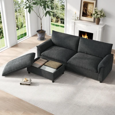 Canapé d'angle modulaire Cloud, Noir
