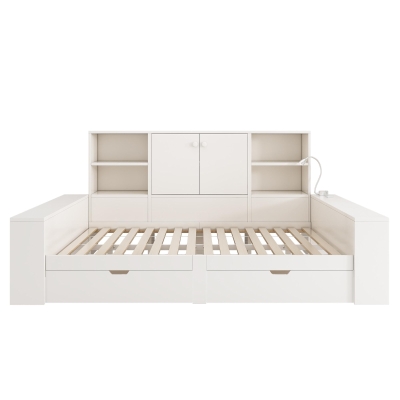 Letto contenitore con 2 cassetti scorrevoli, Bianco