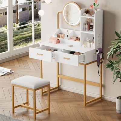 Toeletta trucco moderna con illuminazione a LED, Bianco