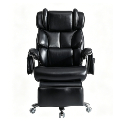 XXL Cadeira de escritório ergonómica, função de massagem e aquecimento, apoio de pés extensível e encosto regulável, 85,5x76,5x121,5 cm, Preto