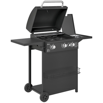 Outsunny Barbecue Gaz 3+1 Brûleurs 8,5kW Acier Noir
