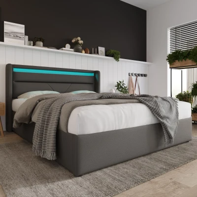 Letto contenitore con leva idraulica, Grigio