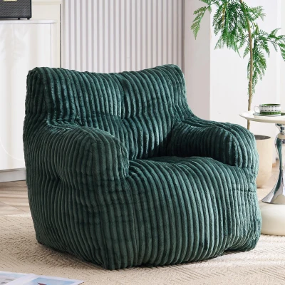 Puf acolchado de espuma viscoelástica, funda no desenfundable, 100x94x70 cm, Verde