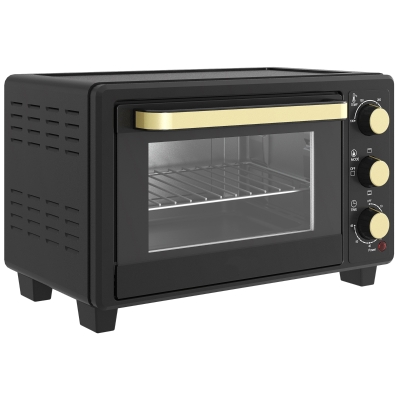 HOMCOM Mini-Ofen, Toasterofen, Timer, Gitterrost, Backblech, Glasfenster, Metall, Schwarz
