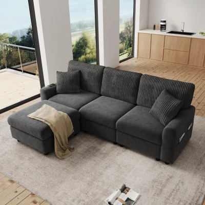 Canapé moderne avec pouf, Noir