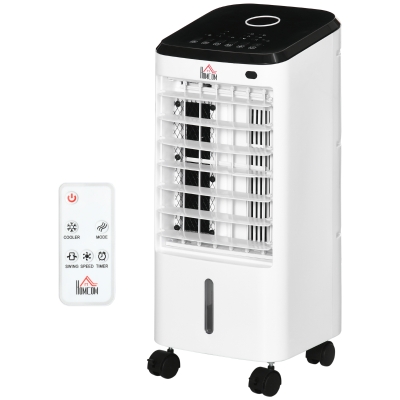 HOMCOM Min-Klimaatregelaar Airconditioner Ruimte Airconditioner, 3 Modi, Timerfunctie, 24,5 cm x 27 cm x 60 cm, Crèmewit + Zwart
