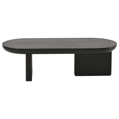 Table basse moderne minimaliste avec plateau ovale, Noir