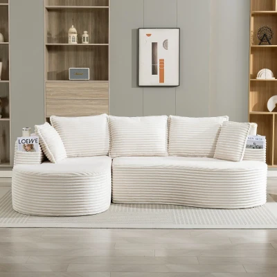 Bogesofa en velours côtelé, Beige