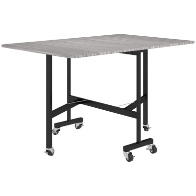 HOMCOM Mesa de Comedor Plegable para 4-6 Personas con Ruedas y Alas Abatibles Mesa Abatible para Cocina 120x80x73 cm Gris