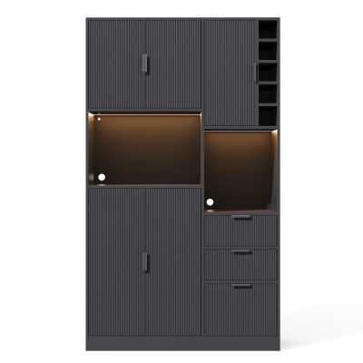 Armoire haute de cuisine moderne avec casier à vin, Noir