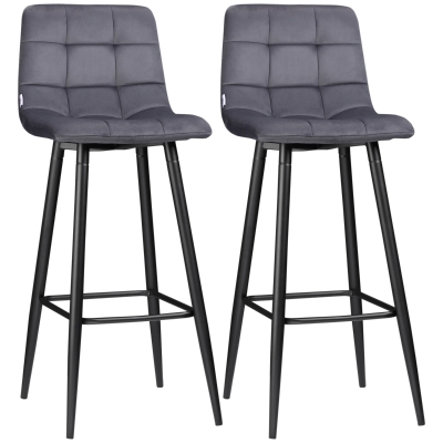 HOMCOM set van 2 barkrukken met voetsteun in retrodesign, grijs, 42 cm x 47 cm x 105 cm