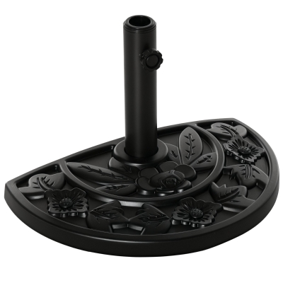 Outsunny Base para Sombrilla Semicircular Peso 9 kg Soporte Parasol de Jardín Apto para Mástil de 35mm/38mm/48mm Relleno de Cemento para Terraza Patio 50x32x32 cm Negro