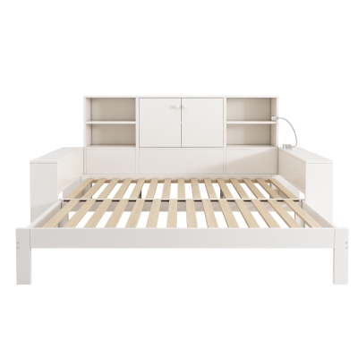 Letto contenitore con letto extra e 3 ripiani, Bianco