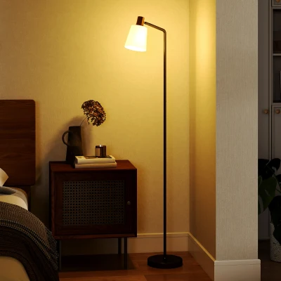 HOMCOM Lampada da Terra LED Regolabile e Testa Girevole 350° Nero