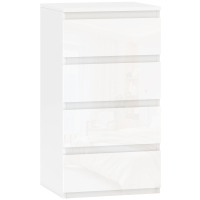 HOMCOM Cassettiera 4 cassetti Salvaspazio Bianco Lucido