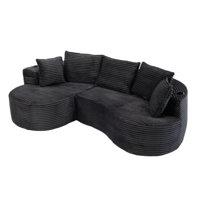 Bogesofa en velours côtelé, Gris foncé