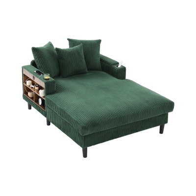 Chaiselongue en velours côtelé multifonctionnelle, Vert