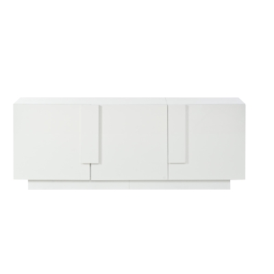 Aparador para sala de estar, armário de arrumação largo de três portas, design minimalista moderno, 35x160x60 cm, Branco