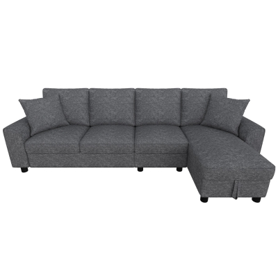 Canapé d'angle en L moderne en chenille, Gris