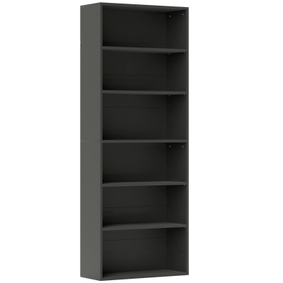 HOMCOM Bibliothèque 6 Niveaux Noir 60x24x158,5cm Réglable