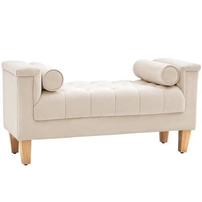 HOMCOM Gestoffeerde bank, vintage design, 2 kussens, chenille bekleding, 115 x 44 x 58 cm, Beige