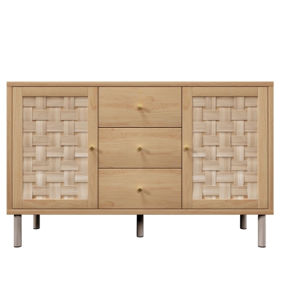 Cassettiera stile country con 2 ante, color legno