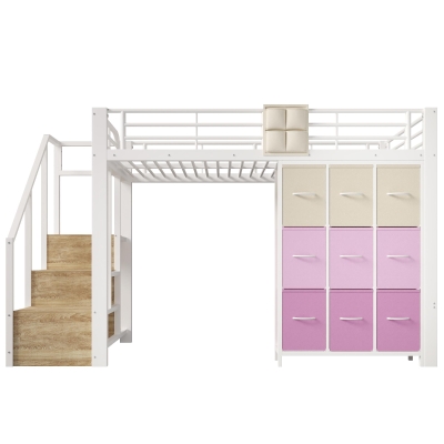 Letto matrimoniale a soppalco portaoggetti, Bianco