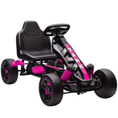 AIYAPLAY Gokart mit Pedalen, Tretauto für Kinder mit Bremse, rutschfeste Räder, Metallrahmen, 3-6 Jahre, Rosa