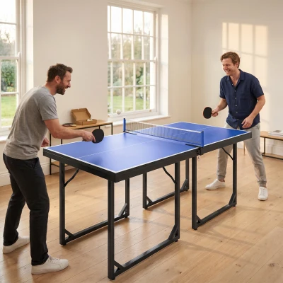 HOMCOM Mesa de Ping Pong Dobrável Mesa de Ping Pong Profissional com Rede e Estrutura de Aço para Interior e Exterior 182x91x76 cm Azul