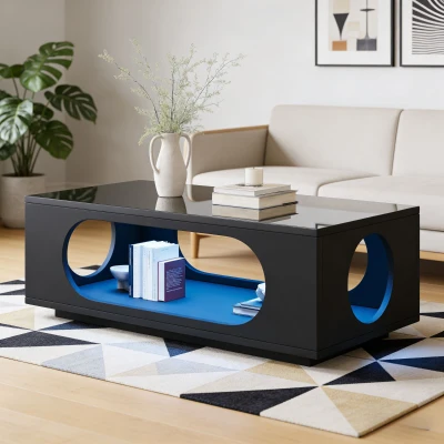 Table basse avec éclairage LED, Noir