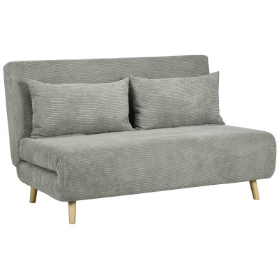 HOMCOM Slaapbank, Logeerbed, 3-standen Verstelbare Rugleuning, Linnenlook, tot 120 kg, 141 x 90 x 81 cm, Grijs