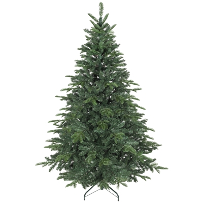 HOMCOM Kunstkerstboom met realistische takken, kunst-dennenboom met opvouwbare standaard, brandvertragend, kunststof, metaal, groen