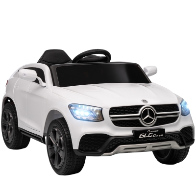 AIYAPLAY Elektroauto für Kinder, 12V Kinderauto mit Fernbedienung, LED-Lichter, Musik, 3 Geschwindigkeiten, 3-6 Jahre, Weiß