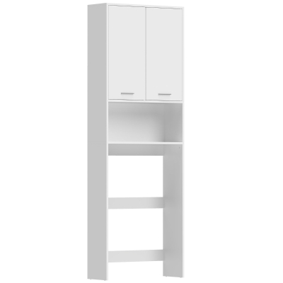 HOMCOM Dulap suprapus pentru mașina de spălat, dulap înalt de baie cu 2 uși și compartiment deschis, 66 x 24 x 191 cm, Alb