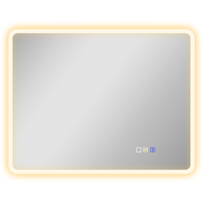 HOMCOM Espejo de Baño con Luz LED 90x70 cm con Bluetooth 3 Colores de Luz Función Antivaho Función de Memoria IP44