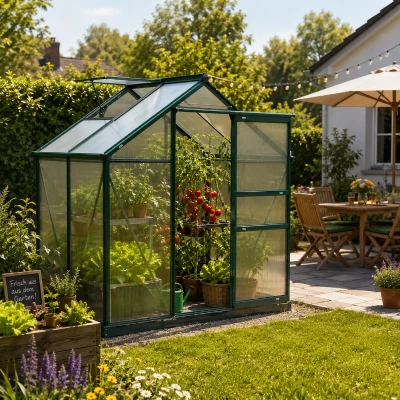 Outsunny Gewächshaus mit Dachfenster Aluminium Treibhaus 190 cm x 132 cm x 201 cm Grün + Transparent