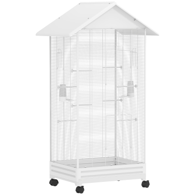 PawHut Volière Intérieure sur Pied 79x65x155cm Acier Blanc
