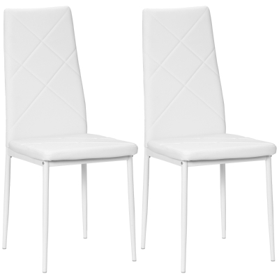 HOMCOM Set 2 Chaises Modernes Similicuir Blanc Dossier Haut