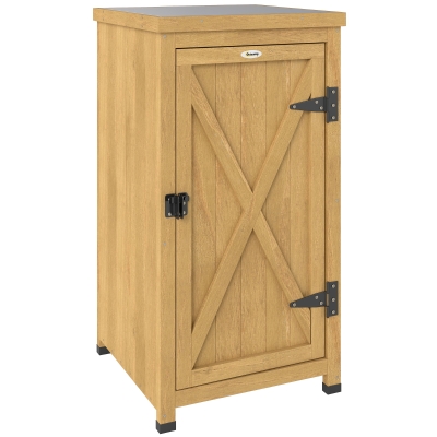 Outsunny Wooden Garden Shed with Metal Top Light Grey