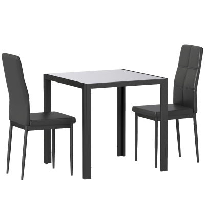 HOMCOM Eetset met Tafel en 2 Stoelen Ruimtebesparend Zwart