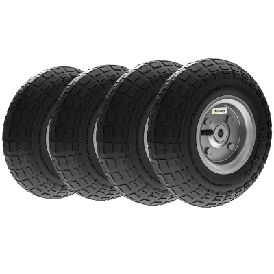Outsunny Schubkarrenrad 4er Set Ersatzrad 80 kg Ø 255 mm Luftreifen mit Schlauch Kugellager Schwarz